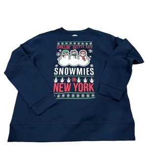 NEW Home Free Blue chillin w my Hommies New‎ York Christmas Fleece Sweatshirt  L